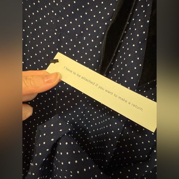 NWT Reformation Edalene dress Navy Polka Dot Dress with White Collar bow 10 M L - Picture 10 of 11